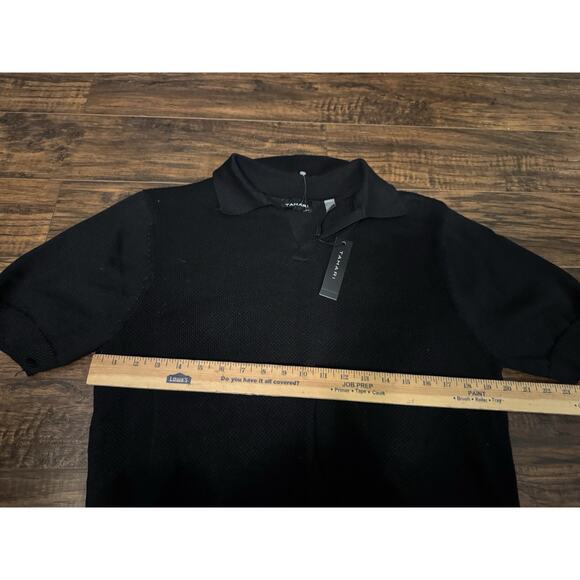 Tahari Men’s Short Sleeve Collared Knit Sweater black Size Medium NEW - Picture 6 of 7